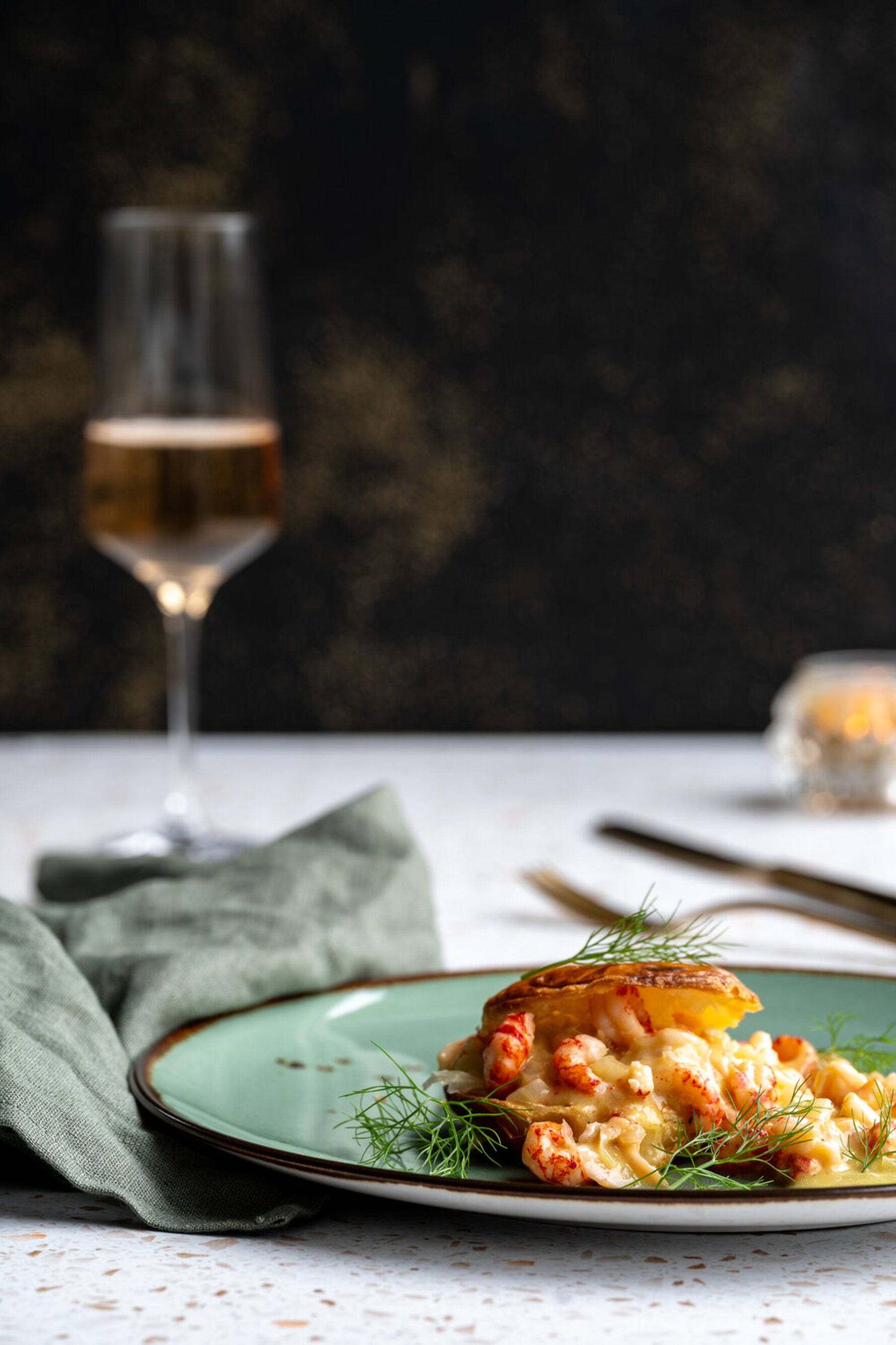 Vol-au-vent van rivierkreeftjes met champagnesaus