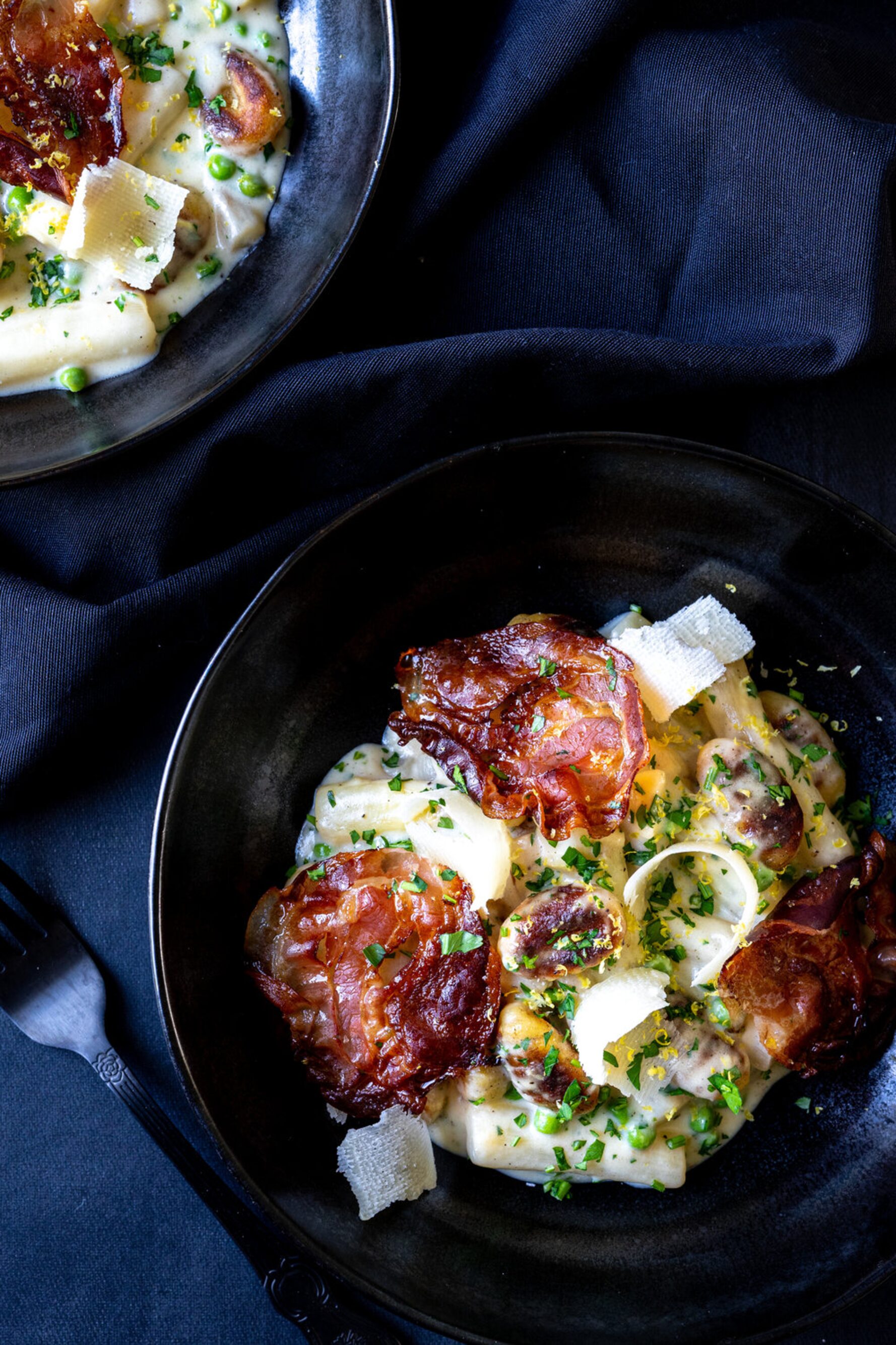 Asperges met gnocchi en pancetta