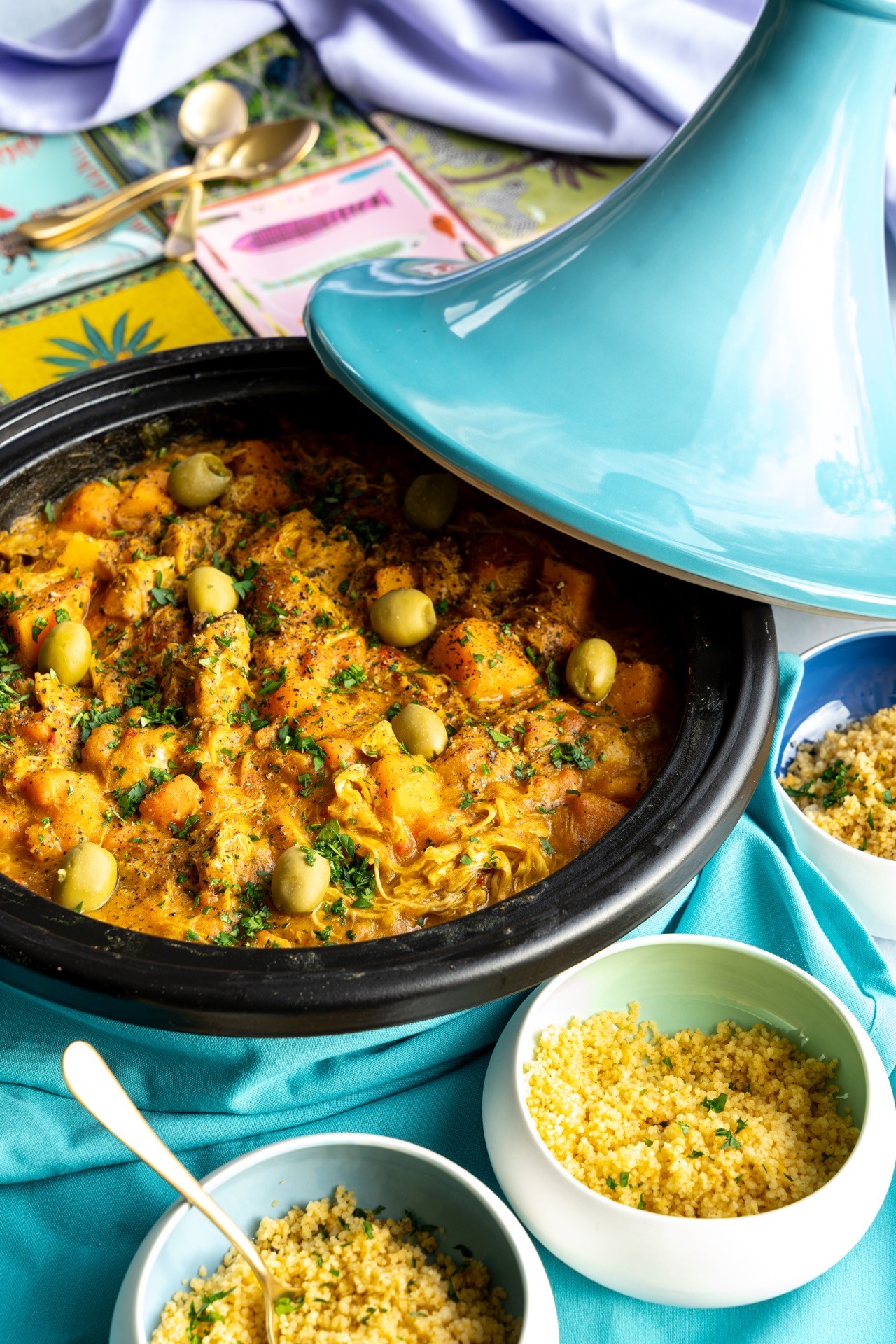 Tajine van kip en pompoen